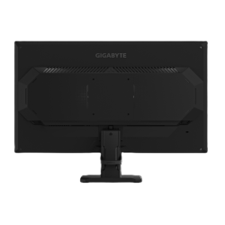 Zadnja stran monitorja z vidnimi prezračevalnimi režami, priključki in osrednjim stojalom.