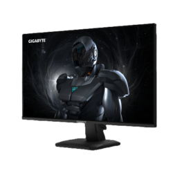  Sprednji pogled na raven monitor na stojalu z ozkimi robovi in temnim zaslonom z grafiko.