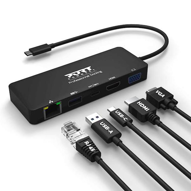 Priklopna postaja PORT Type-C, potovalni, HDMI, VGA, USB-A, USB-C, RJ-45