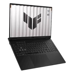 Asus TUF Gaming prenosni računalnik z odprtim zaslonom in osvetljeno tipkovnico.