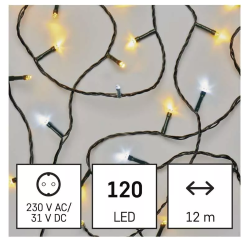 Božična veriga 120 LED, 12 m, zunanja in notranja, topla/hladna bela, časovnik_1