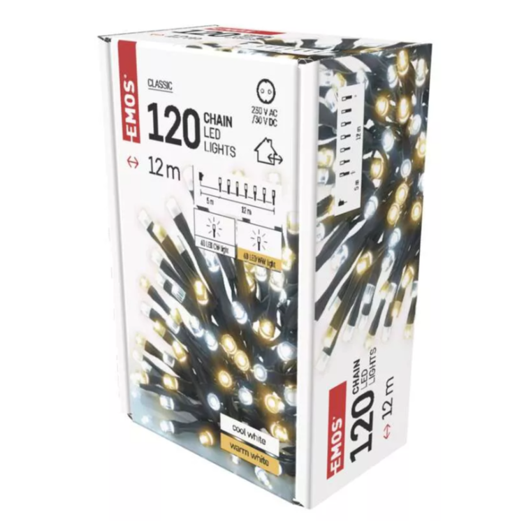 Božična veriga 120 LED, 12 m, zunanja in notranja, topla/hladna bela, časovnik_3