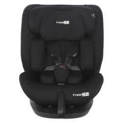 FreeON i‑Size avtosedež 40–150 cm v črni barvi, sprednji pogled z integriranim 5‑točkovnim varnostnim pasom.