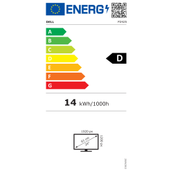 Energijska nalepka Dell P2425, razred D, poraba 14 kWh/1000h, ločljivost 1920×1200, diagonala 24".