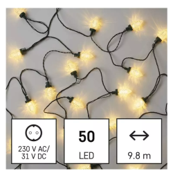Božična veriga storžki 50 LED, 9,8 m, zunanja in notranja, topla bela, programi_1
