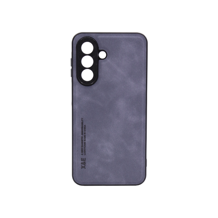 Moder ovitek s teksturo usnja za Samsung Galaxy A27 5G z elegantnim videzom, ojačanim okvirjem in natančno oblikovanimi izrezi za kamero nudi zanesljivo zaščito ter udoben oprijem.