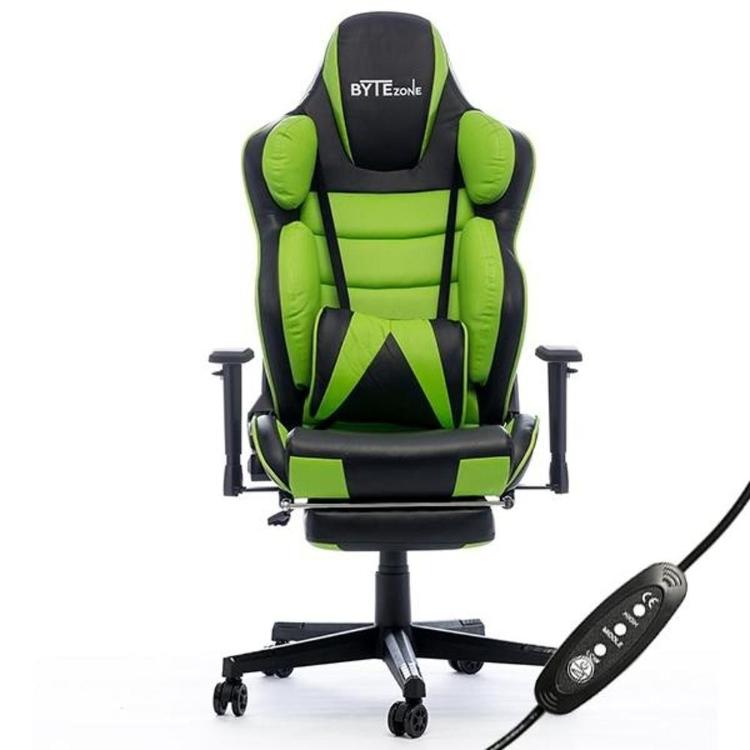 Gaming stol Bytezone HULK, masažna blazina, črno-zelen