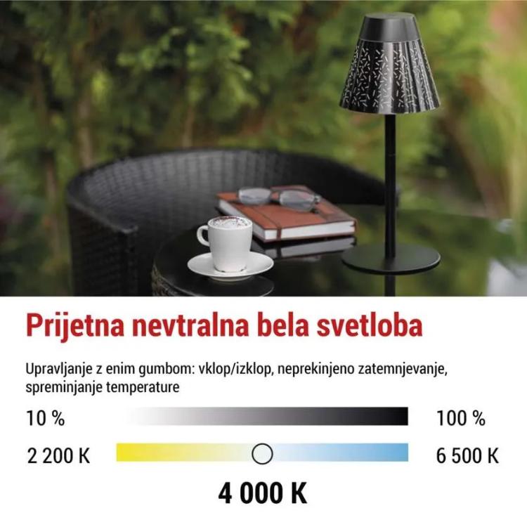 Namizna LED svetilka GRACE, polnilna