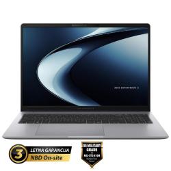 ASUS ExpertBook prenosnik z odprtim zaslonom, numerično tipkovnico in tankimi robovi zaslona, namenjen poslovni uporabi.