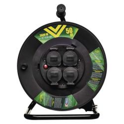 Zunanji kolutni podaljšek Emos 50 m / 4 vtičnice / črni / guma / 230 V / 1,5 mm2