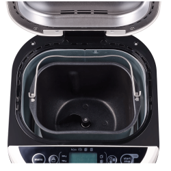 Tefal Pain & Trésors pekač kruha v belo‑črni izvedbi z digitalnim zaslonom, programskimi gumbi in kompaktnim dizajnom za domačo pripravo kruha in testa