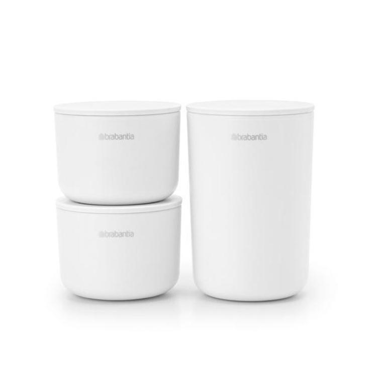 Set 3 lončkov za kopalnico Brabantia, bel