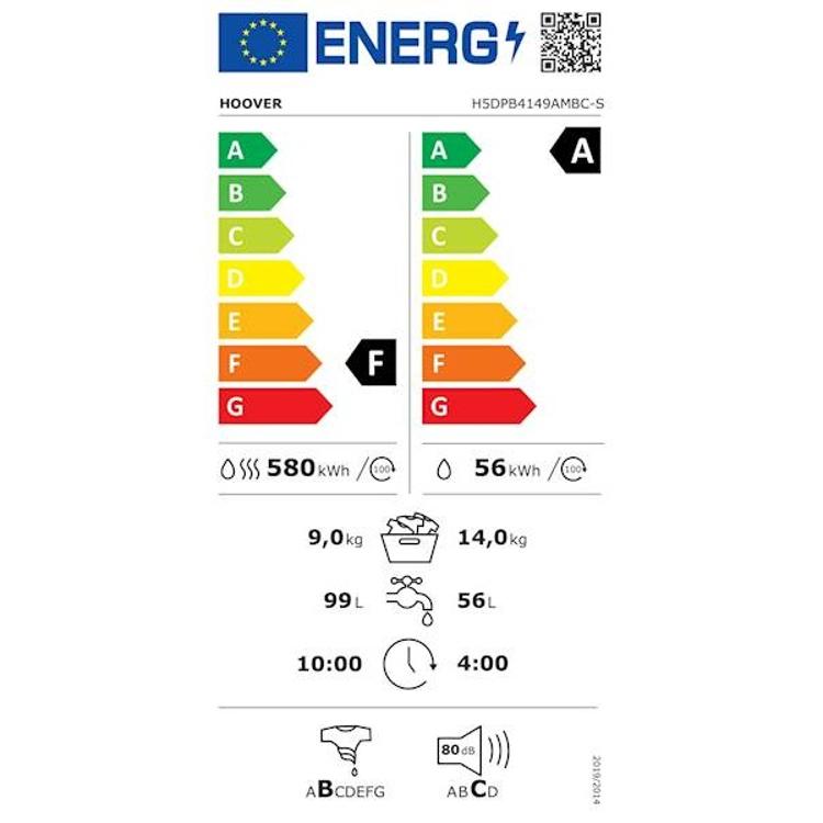 Pralno-sušilni stroj Hoover H5DPB4149AMBC-S, 14+9 kg, 1400, F/A