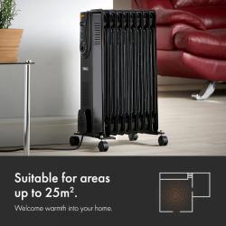 Električen oljni radiator VonHaus 2514060, 2000 W, črn