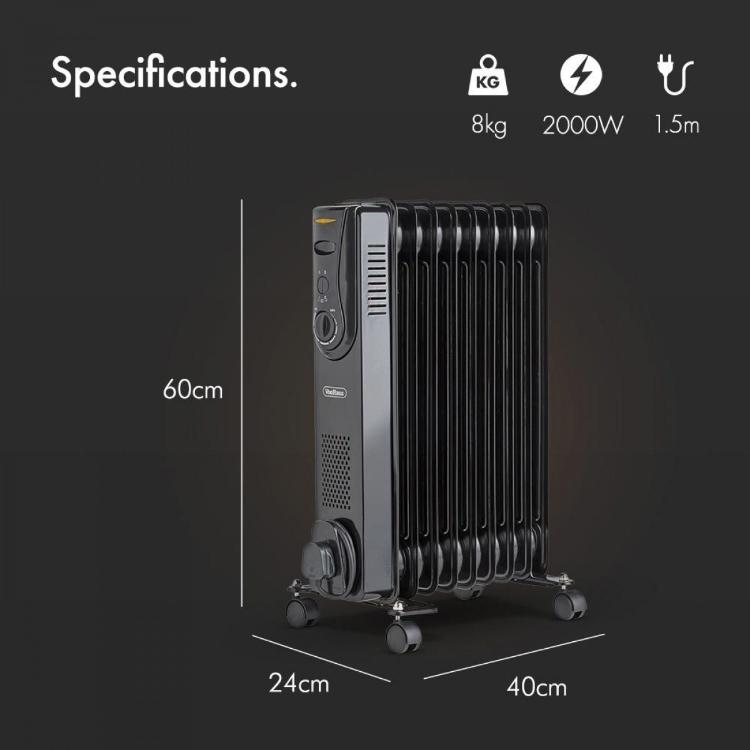 Električen oljni radiator VonHaus 2514060, 2000 W, črn