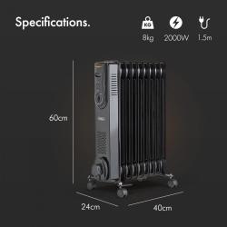 Električen oljni radiator VonHaus 2514060, 2000 W, črn