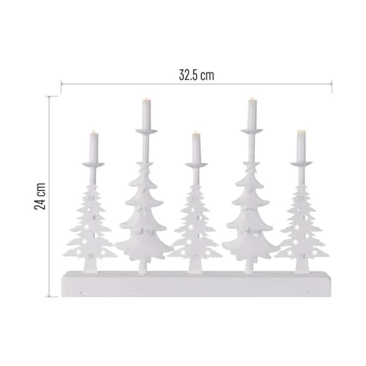 LED svečnik božične jelke s svečami, 24 cm, 2x AA, notranji, topla bela