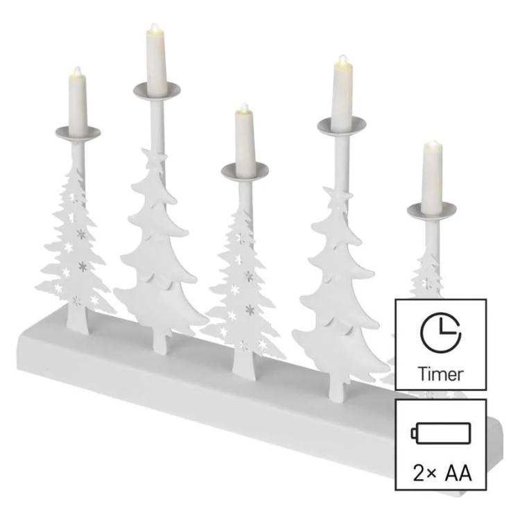 LED svečnik božične jelke s svečami, 24 cm, 2x AA, notranji, topla bela