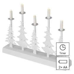 LED svečnik božične jelke s svečami, 24 cm, 2x AA, notranji, topla bela