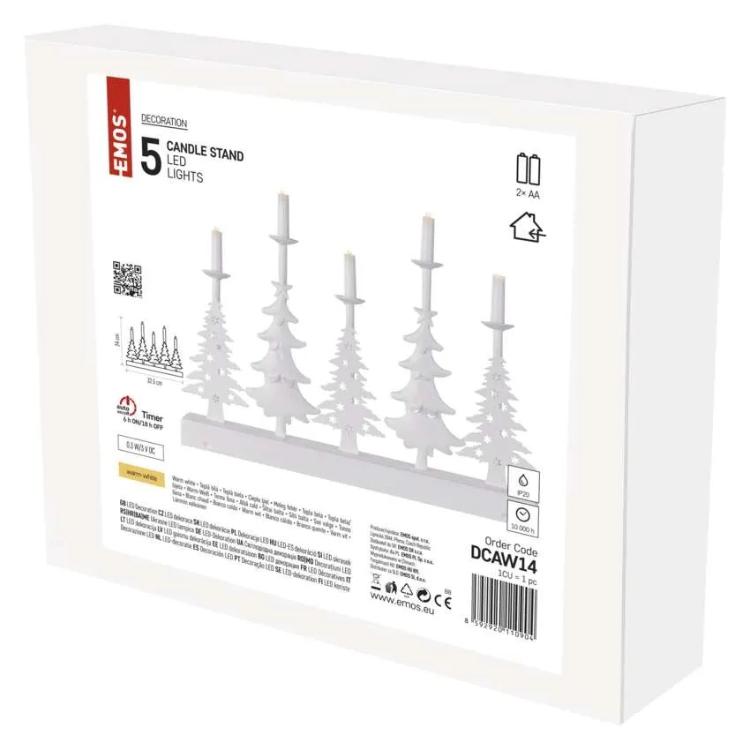 LED svečnik božične jelke s svečami, 24 cm, 2x AA, notranji, topla bela