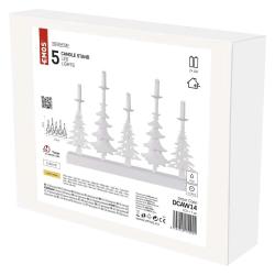 LED svečnik božične jelke s svečami, 24 cm, 2x AA, notranji, topla bela