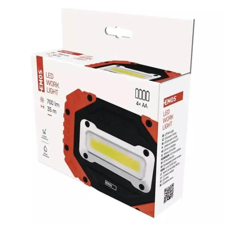 Ročna LED delovna svetilka Emos P4113 COB LED, 700 lm, 4× AA