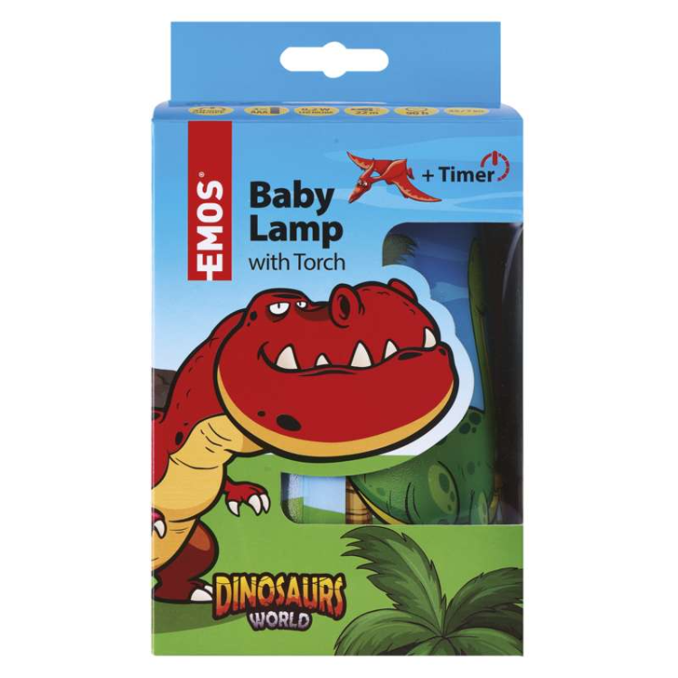 Otroška nočna LED lučka s svetilko Emos Dino, 3× AAA