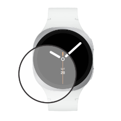 Prozorno zaščitno steklo Chameleon natančno prekrije zaslon Samsung Galaxy Watch8 44 mm ter ohranja videz in občutljivost.