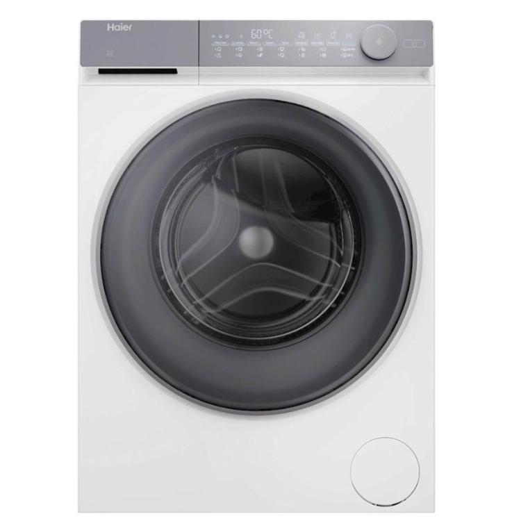 Upravljalna plošča pralnega stroja Haier z velikim LED-zaslonom, upravljanjem na dotik in vrtljivim izbirnikom programov omogoča enostavno in natančno nastavitev pranja glede na vrsto perila.