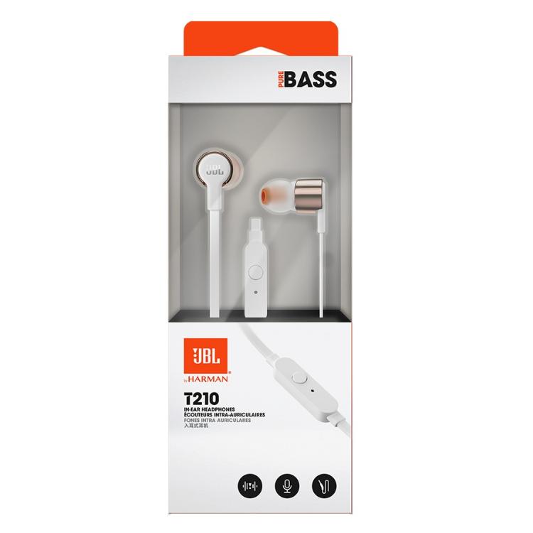 Slušalke JBL T210, žične stereo, mikrofon, belo-zlate (rose gold)_4