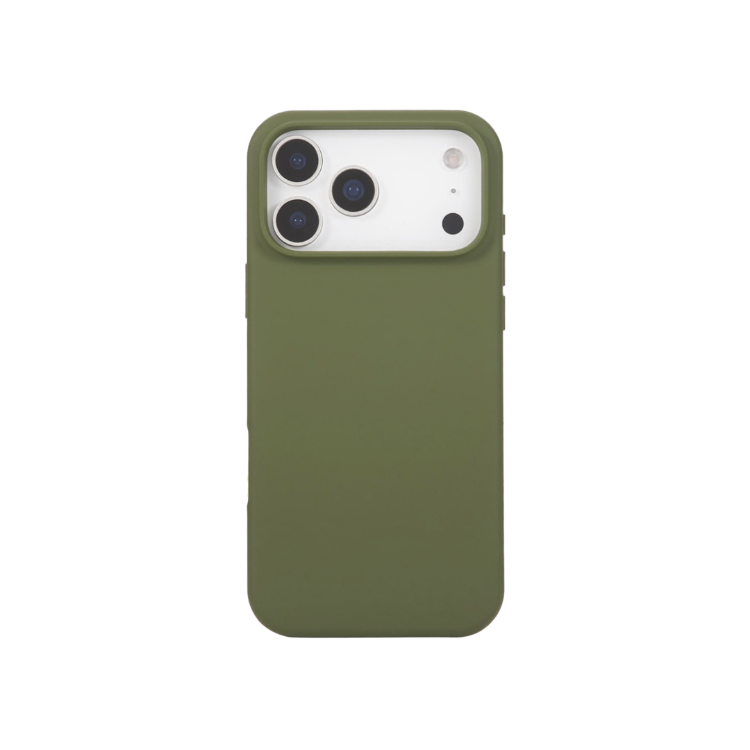 Silikonski zelen ovitek za Apple iPhone 17 Pro z mehkim (soft touch) zaključkom in natančno oblikovanim izrezom za kamero