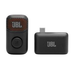 Mikrofon JBL EasySing Mic Mini z nastavitvenim gumbom in sprejemnikom USB‑C za brezžično povezavo.