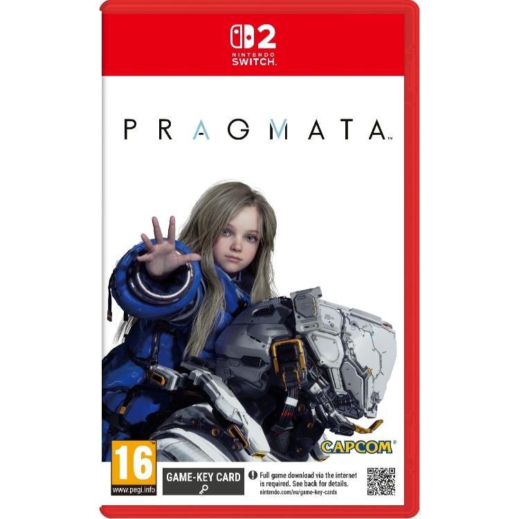 Igra Pragmata za Nintendo Switch 2 v fizični embalaži, z futurističnim likom v modrem skafandru in oznako PEGI 16. Pošljite povratne informacije o storitvi BizChat