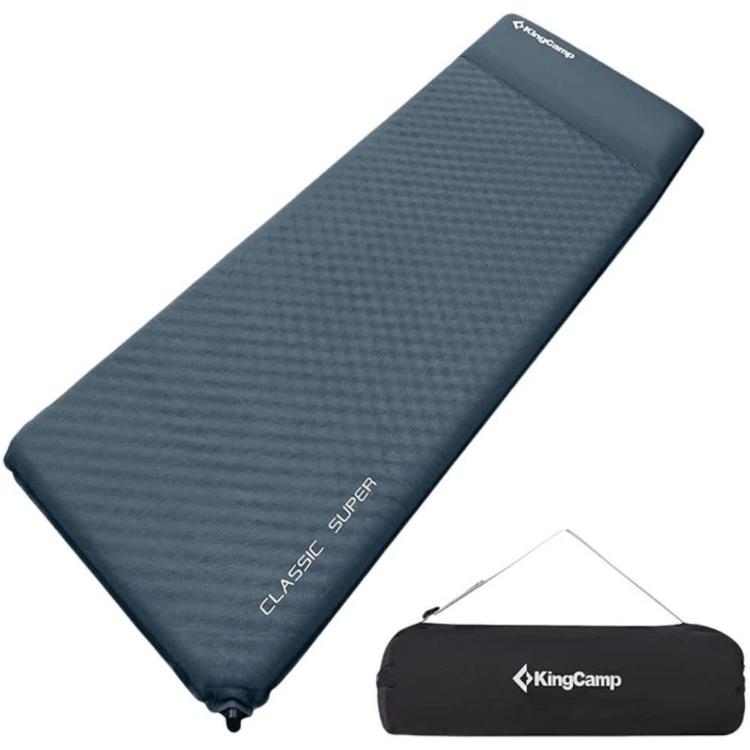 Samonapihljiva spalna podloga KingCamp Classic Super z integrirano blazino in torbo za prenašanje.