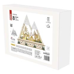 Lesena božična pokrajina LED, 23,5 cm, 2x AA, notranja, topla bela