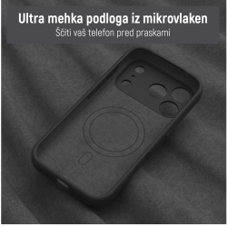 Notranjost mint ovitka N‑Soft Magnetic z mehko podlogo iz mikrovlaken za zaščito telefona pred praskami.