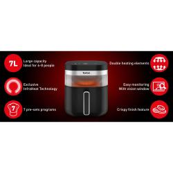 Promocijska grafika Tefal cvrtnika s 7 L kapaciteto, InfraHeat tehnologijo, dvojnim gretjem, oknom za spremljanje in funkcijo »Cripsy finish«