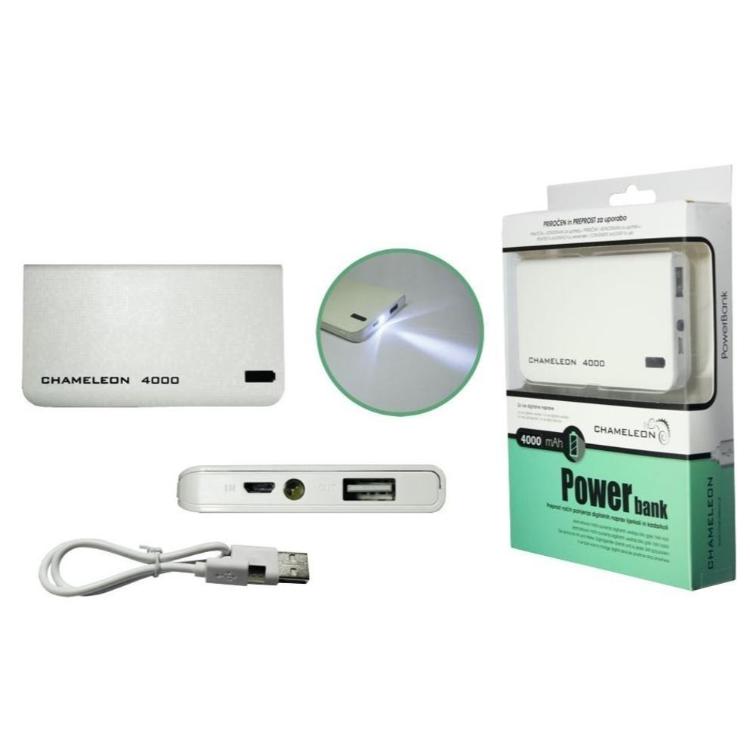 Prenosna zunanja baterija Chameleon Y623, 4.000 mAh, Power Bank, bela_1