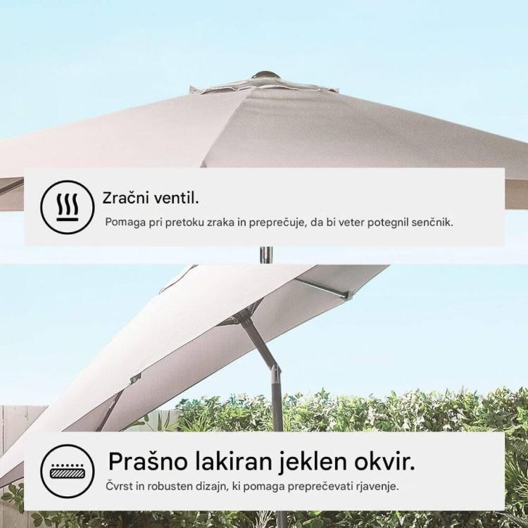Senčnik VonHaus UV30+, 2,7 m, siv, samostoječi