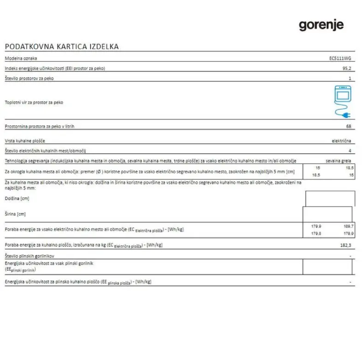 Steklokeramični štedilnik Gorenje EC5111WG-5