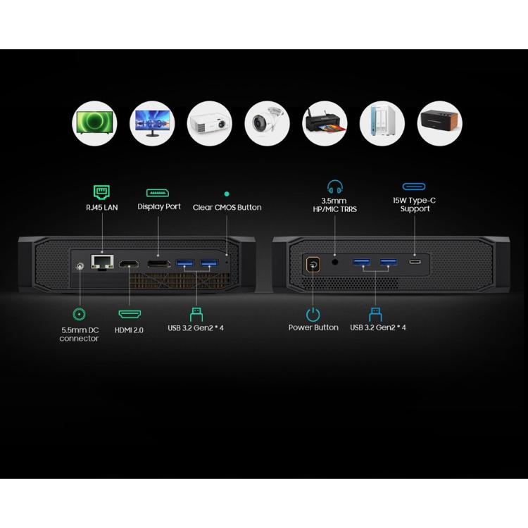 Mini namizni računalnik BlackView MP200, I5, 16GB RAM, 512 SSD, WIFI 6, Bluetooth 5.2, Ethernet, 4x USB 3.2, 1x HDMI, 1x Display Port, 1x USB Type-C, Win 11 Pro