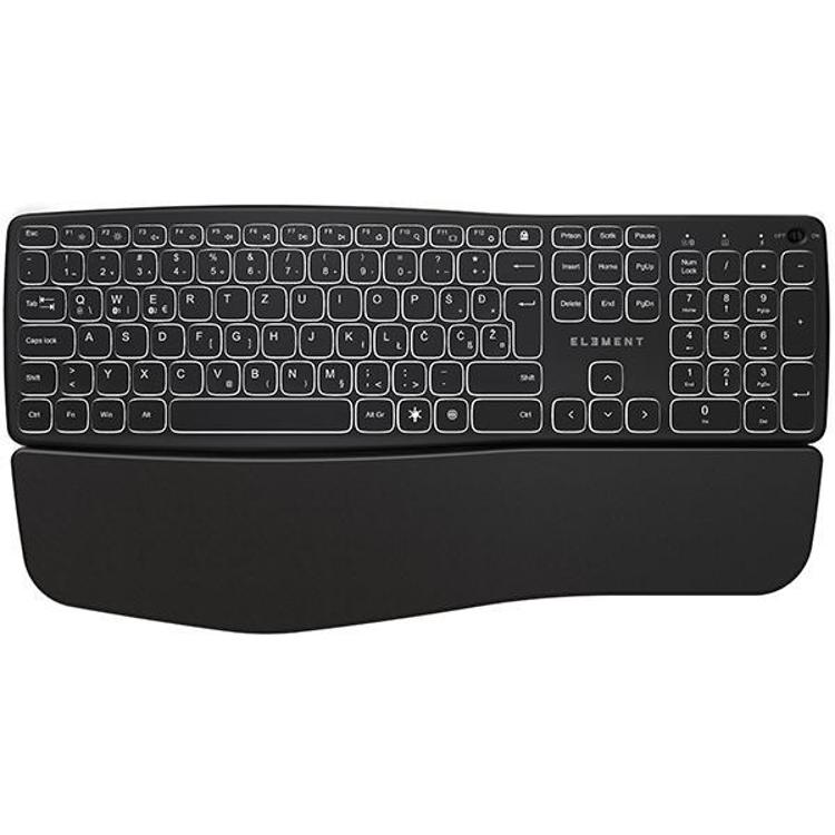 Tipkovnica ELEMENT ERGO S brezžična + Bluetooth, osvetljena, nizkoprofilna
