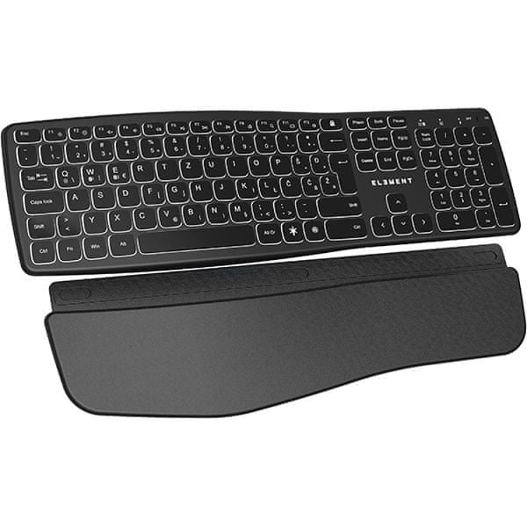 Tipkovnica ELEMENT ERGO S brezžična + Bluetooth, osvetljena, nizkoprofilna