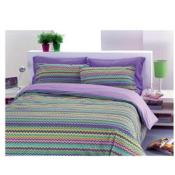 Bombažna posteljnina Wave violet 200 x 200/2 x 60 x 80 cm_1