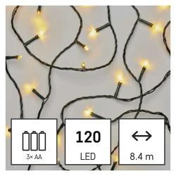 Božična veriga, LED, 8,4 m, 3x AA, zunanja in notranja, topla bela
