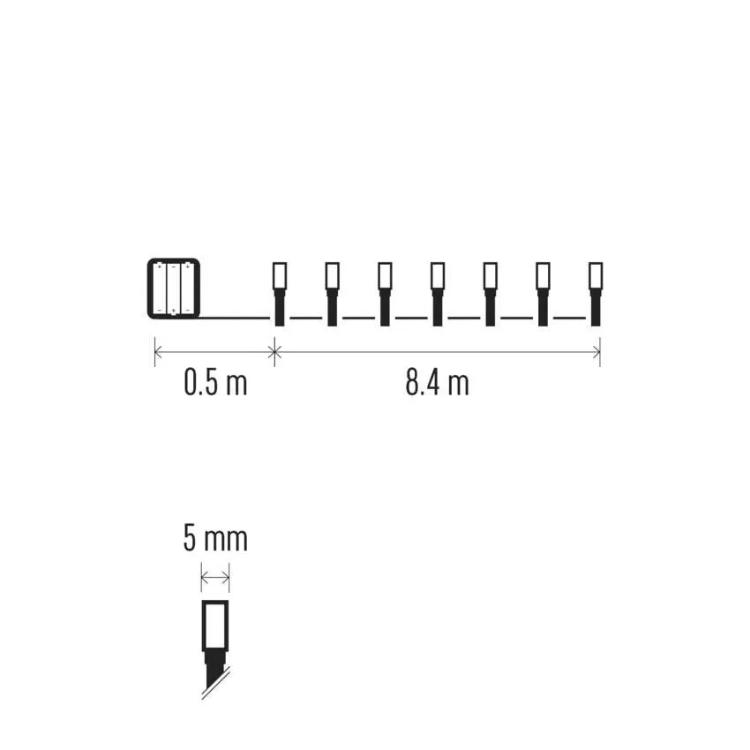 Božična veriga, LED, 8,4 m, 3x AA, zunanja in notranja, topla bela