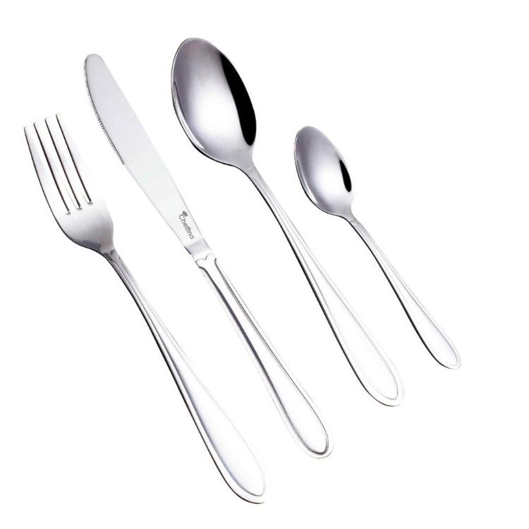 Komplet jedilnega pribora Cheffino iz nerjavečega jekla, vilice, nož, žlica in čajna žlička