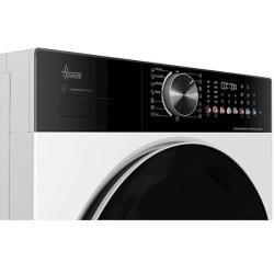 Upravljalna plošča pralnega stroja Hoover z vrtljivim izbirnikom programov, digitalnim zaslonom na dotik in predalom za detergent.