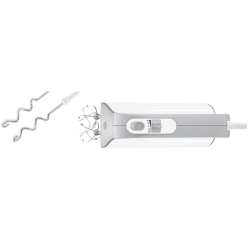 Ročni mešalnik s prikazom zgornjega dela in nastavkov