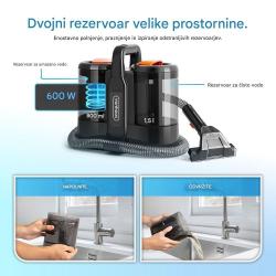 VonHaus čistilec madežev uporablja 3-v-1 sistem pršenja, krtačenja in sesanja, ki učinkovito odstranjuje umazanijo iz globine vlaken ter poskrbi za temeljito čiščenje in hitrejše sušenje površin.